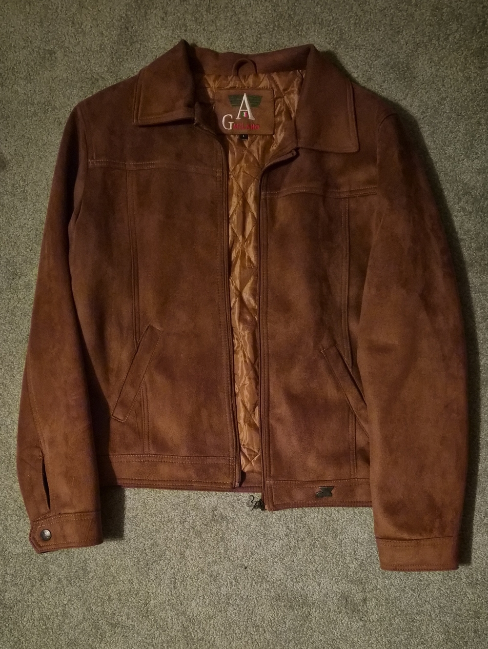 G.A. Milano Suede Bomber Jacket in Brown